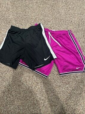 Nike Black and Magenta Girls' Athletic Shorts Set